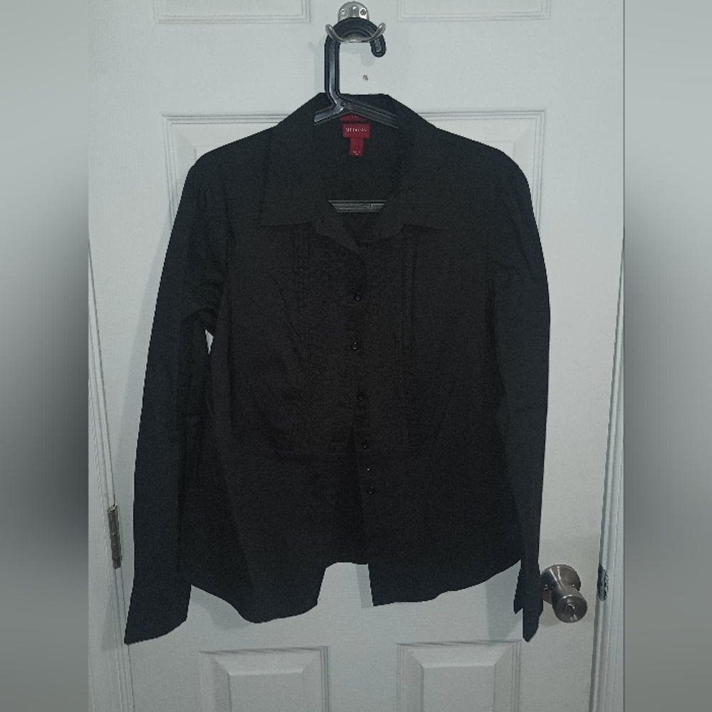 Merona Black Shirt with Red Accents 14
